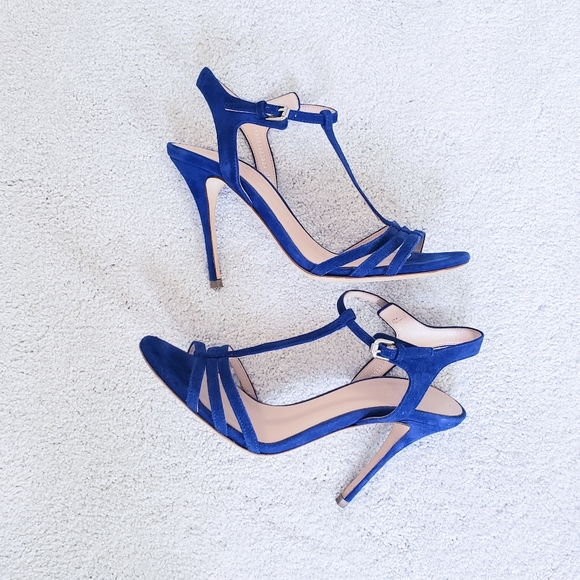 POLO RALPH LAUREN Royal Blue Suede T-Strap Sandal - Picture 1 of 8